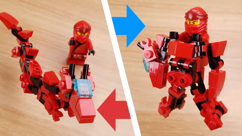 Micro Asian Dragon type transformer robot - Red Dragon
 3 - transformation,transformer,LEGO transformer