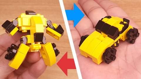 Micro LEGO brick racing car transformer mech - Double Punch
 3 - transformation,transformer,LEGO transformer