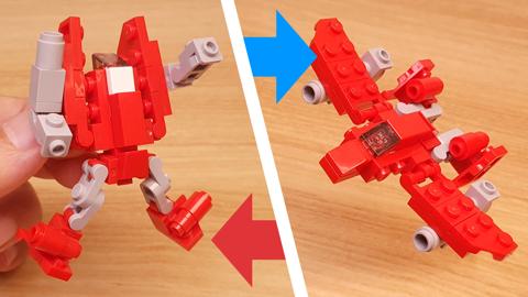 Micro LEGO brick fighter jet transformer mech - Red Sky (similar to PowerGlide)
 3 - transformation,transformer,LEGO transformer
