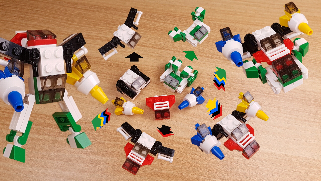 Micro 5 vehicles combiner robot 'Mega Fighter'(similar to Power Ranger's Megazord)
 0 - transformation,transformer,LEGO transformer