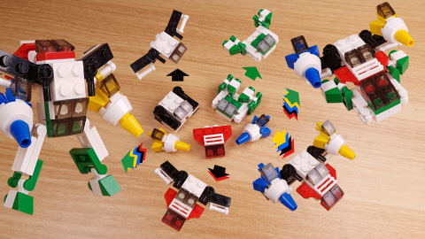 Micro 5 vehicles combiner robot 'Mega Fighter'(similar to Power Ranger's Megazord) 5 - transformation,transformer,LEGO transformer