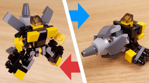 Micro brick drill machine transformer mech - Heavy Driller 3 - transformation,transformer,LEGO transformer