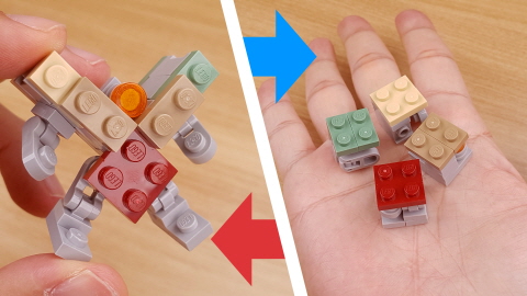Micro brick easy to build 2x2 cube transformer mech - Cubiskhan 3 - transformation,transformer,LEGO transformer