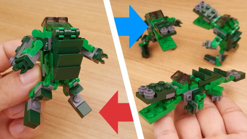 Micro brick crocodile transformer mech - Crocky 3 - transformation,transformer,LEGO transformer
