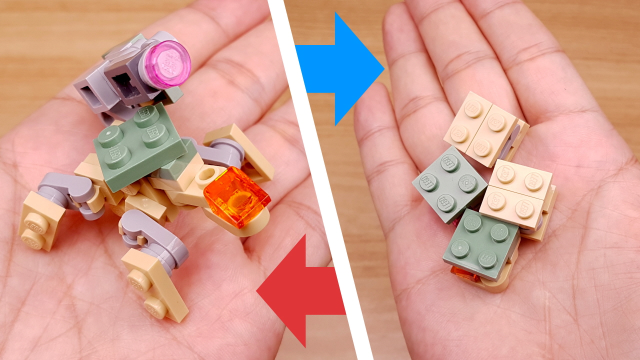 2x2사이즈의 큐브 4개가 합체하여 거북이 로봇이 되는 - 건터틀! 0 - 변신,변신로봇,레고변신로봇