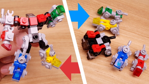Micro LEGO brick Lion combiners transformer mech - Lion V