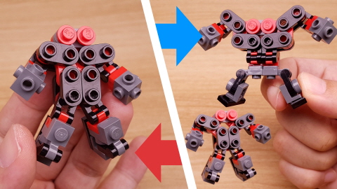 Micro LEGO brick Golem transformer mech - Angry Golem