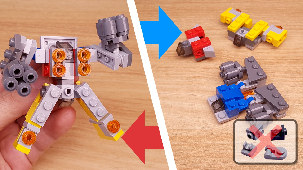 赤、青、黄色の宇宙戦闘機が合体してグレーカラーのロボに! 三段合体ロボ「グレーマン」
 0 - 変身,変身ロボ,レゴ変身ロボ