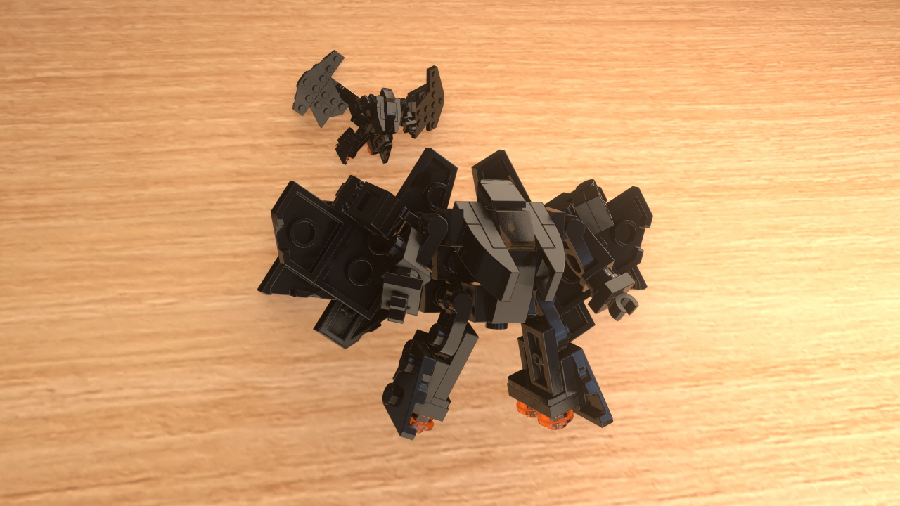 Micro LEGO brick fighter jet transformer mech - Batjet Machine (similar to Batwing)
 1 - transformation,transformer,LEGO transformer