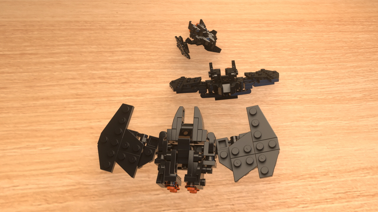 Micro LEGO brick fighter jet transformer mech - Batjet Machine (similar to Batwing)
 2 - transformation,transformer,LEGO transformer