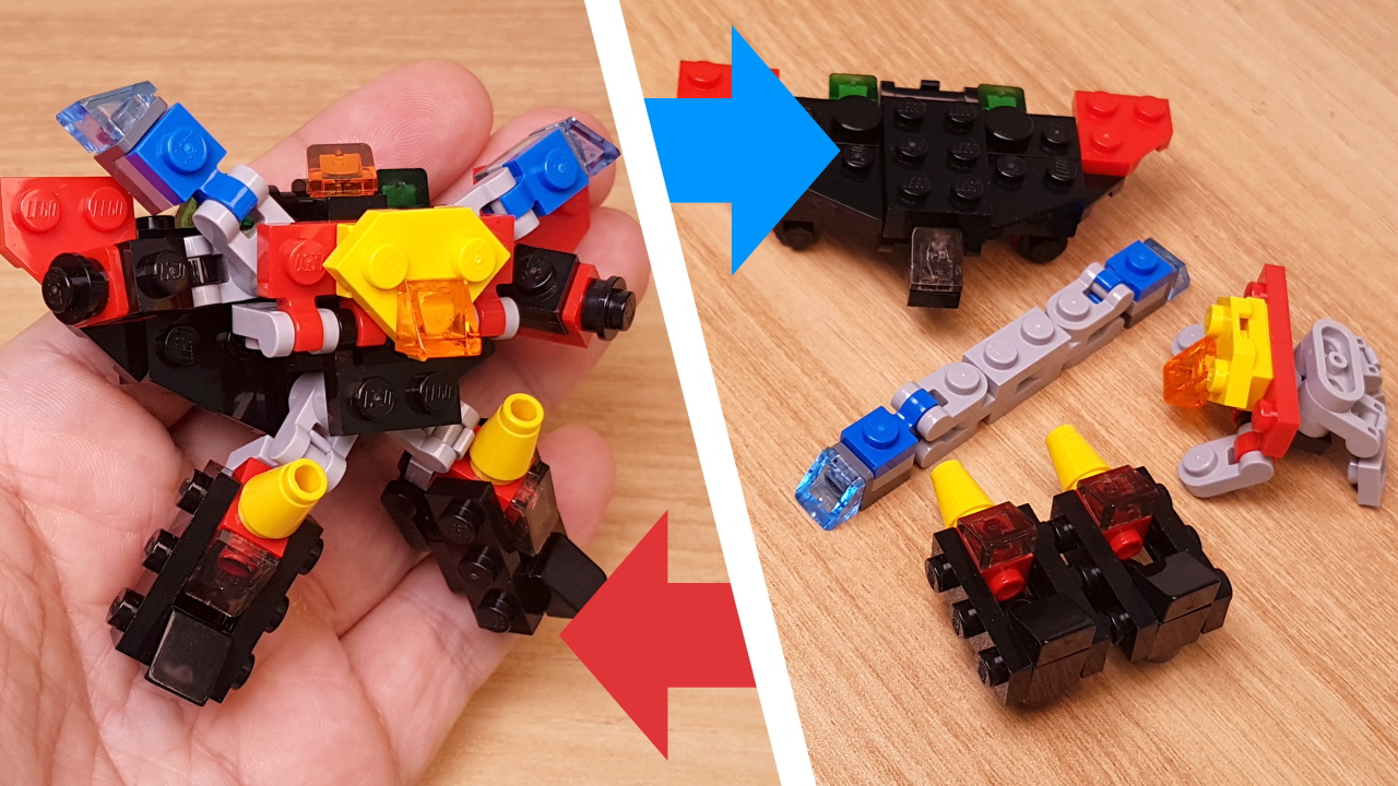 Micro LEGO brick 4 combiner transformer mech - Super Aslan (similar to GaoGaiGar)
 0 - transformation,transformer,LEGO transformer