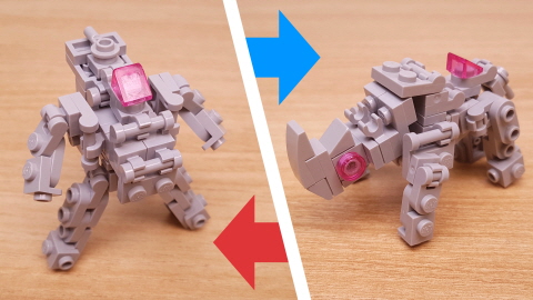 Micro LEGO brick Rhino transformer mech - FortRhino (similar to Rhinox)