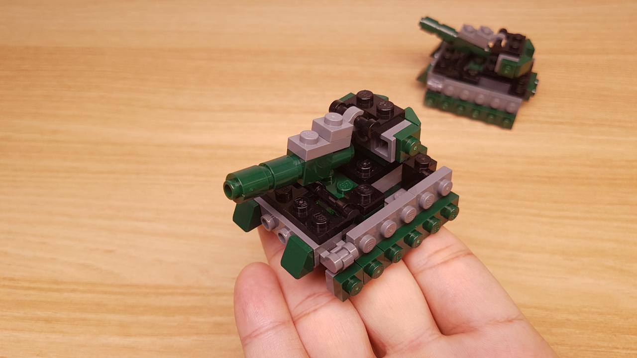 Micro LEGO brick tank transformer mech - Armored Steel (similar to Brawl)
 2 - transformation,transformer,LEGO transformer