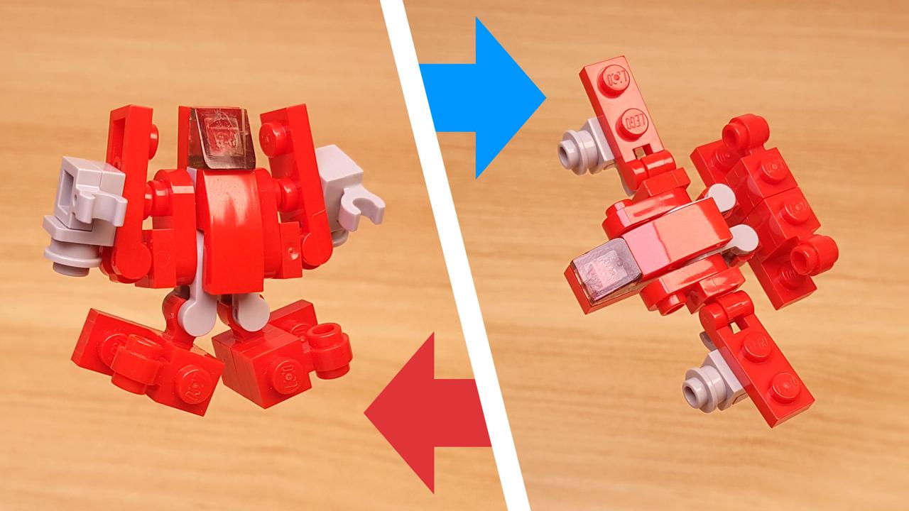 Micro LEGO brick Fighter Jet transformer mech - Red Sky mini
 0 - transformation,transformer,LEGO transformer