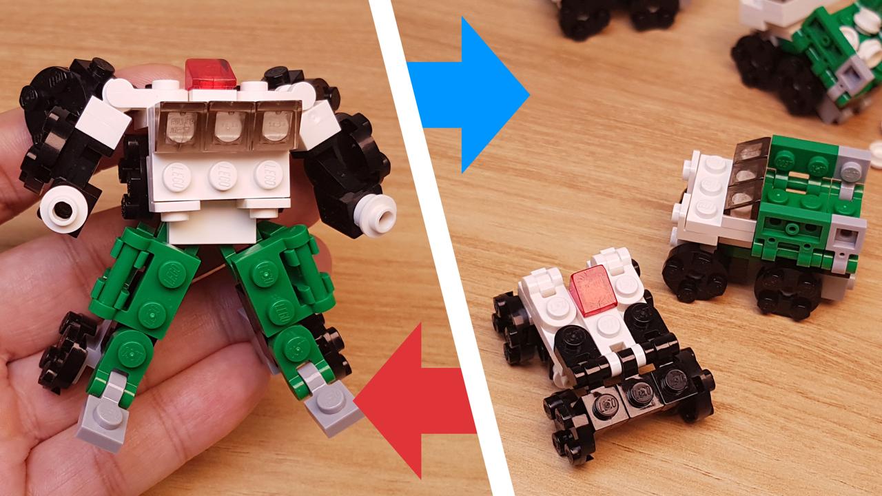 쓰레기차와 경찰차, 2대의 자동차가 합체하는 투봇! 0 - 변신,변신로봇,레고변신로봇