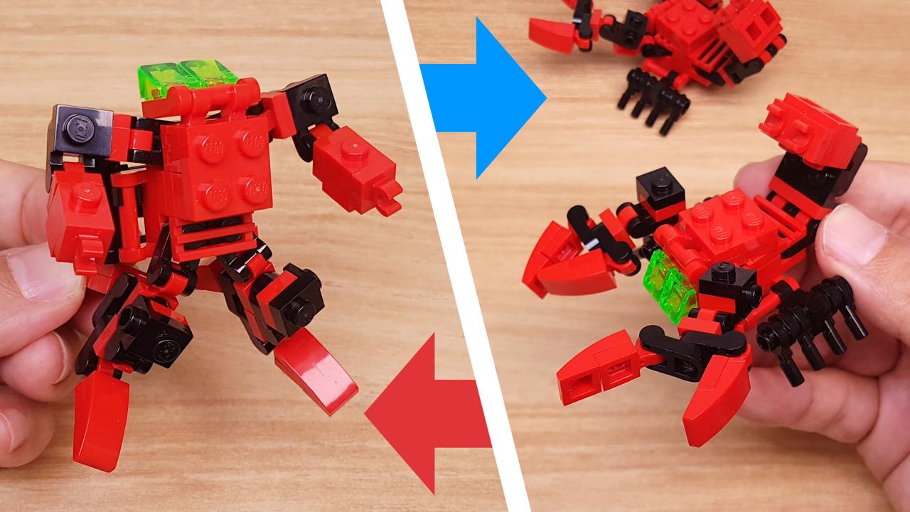 Micro LEGO brick transformer mech - Red Scorpion (Ver.2 for combining)
 0 - transformation,transformer,LEGO transformer