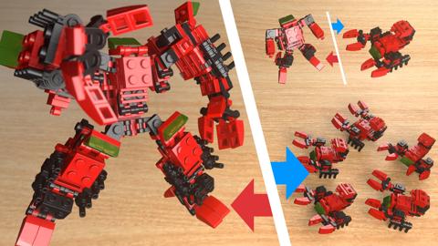 Micro LEGO brick transformer mech - The Red One