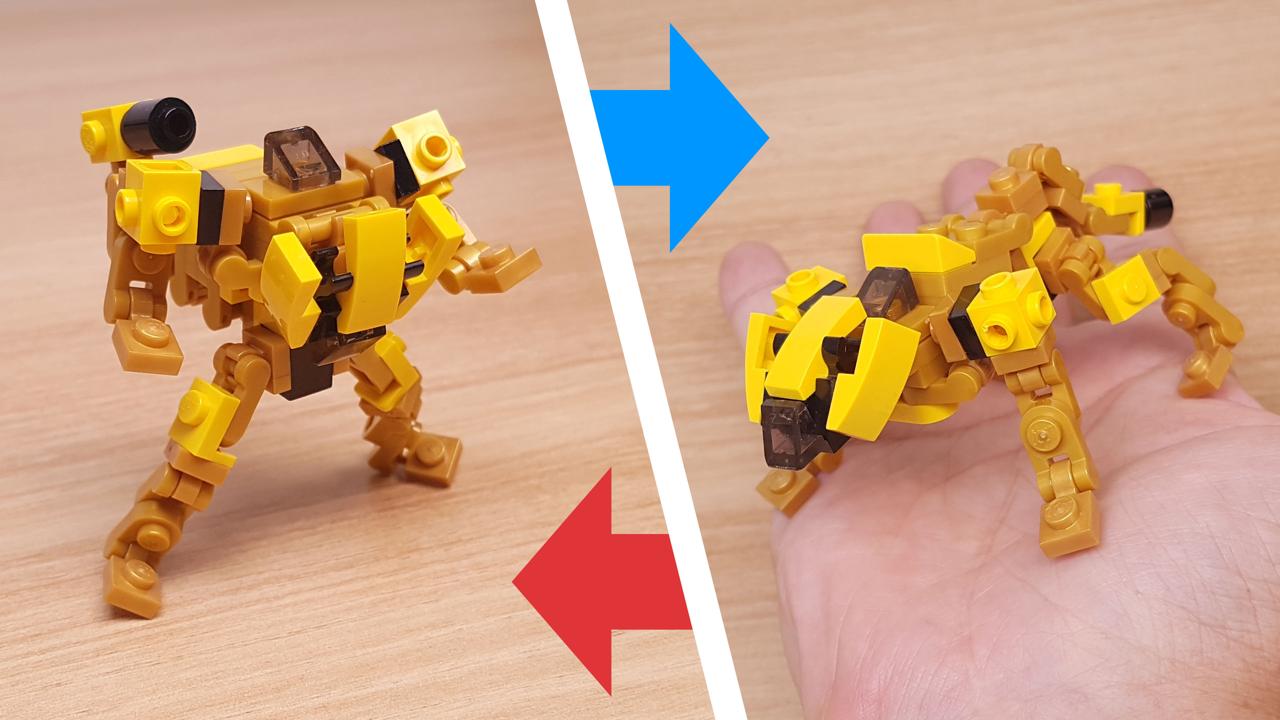 Micro LEGO brick Lion transformer mech - Golden Lion
 0 - transformation,transformer,LEGO transformer