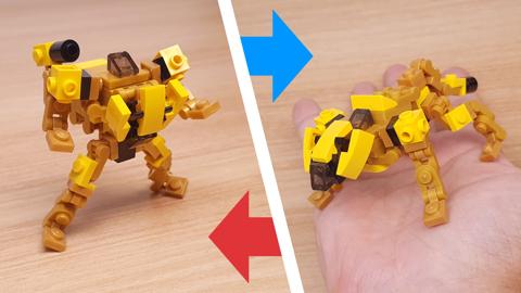 Micro LEGO brick Lion transformer mech - Golden Lion
