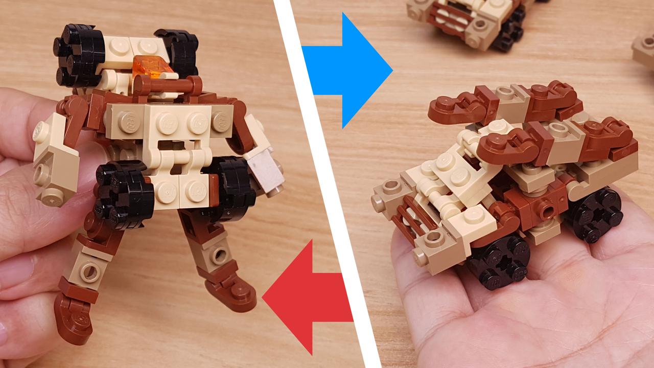 Micro LEGO brick SWAT team vehicle transformer mech - ATV man
 0 - transformation,transformer,LEGO transformer