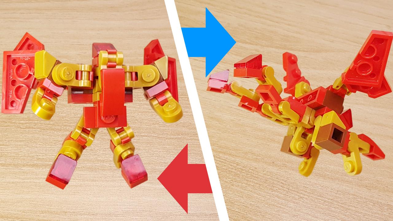 Micro LEGO brick two-headed dargon Pyrodra #LEGO #MOC #transformers
 0 - transformation,transformer,LEGO transformer