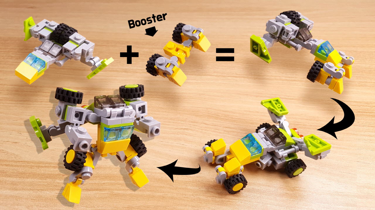スポーツカー、戦闘機、ロボットに変形する「スプリンガー」っぽい3段変形ロボのコマ撮りアニメ、変形方法、作り方 - ジャンパー
 0 - 変身,変身ロボ,レゴ変身ロボ