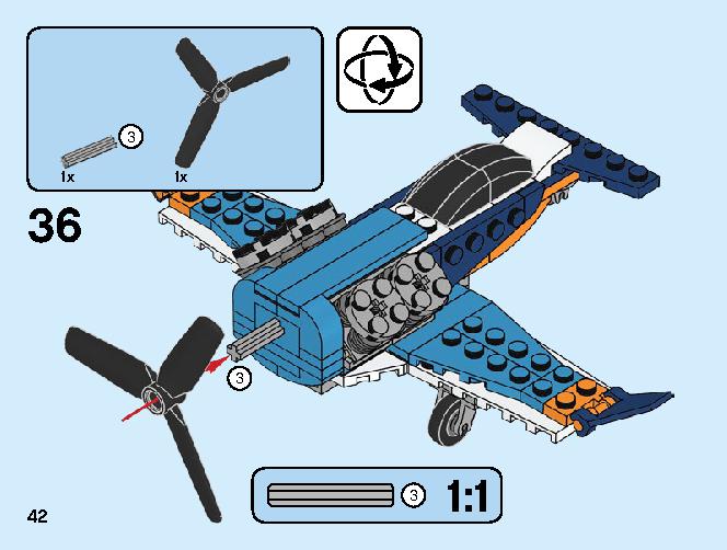Propeller Plane 31099 LEGO information LEGO instructions 42 page