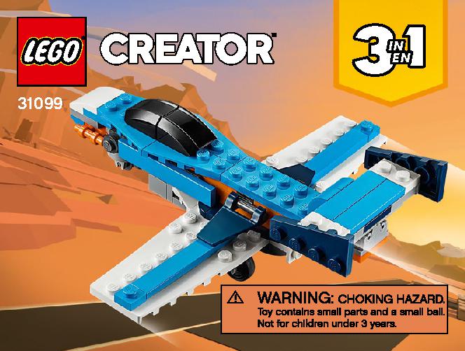 Propeller Plane 31099 LEGO information LEGO instructions 1 page