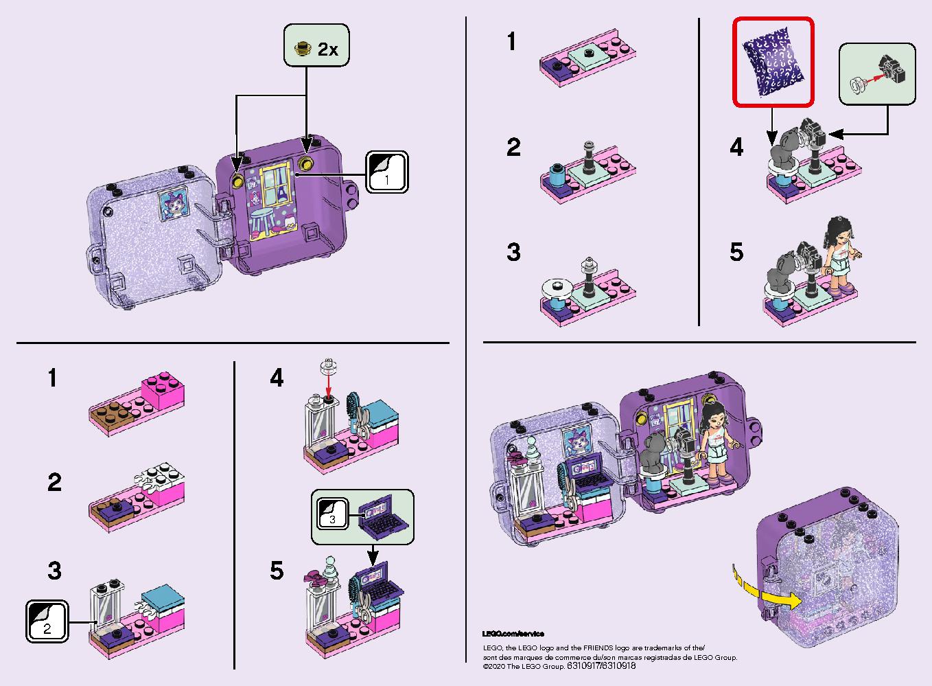 Emma's Play Cube - Dark Azure Cat 41404 LEGO information LEGO instructions 2 page