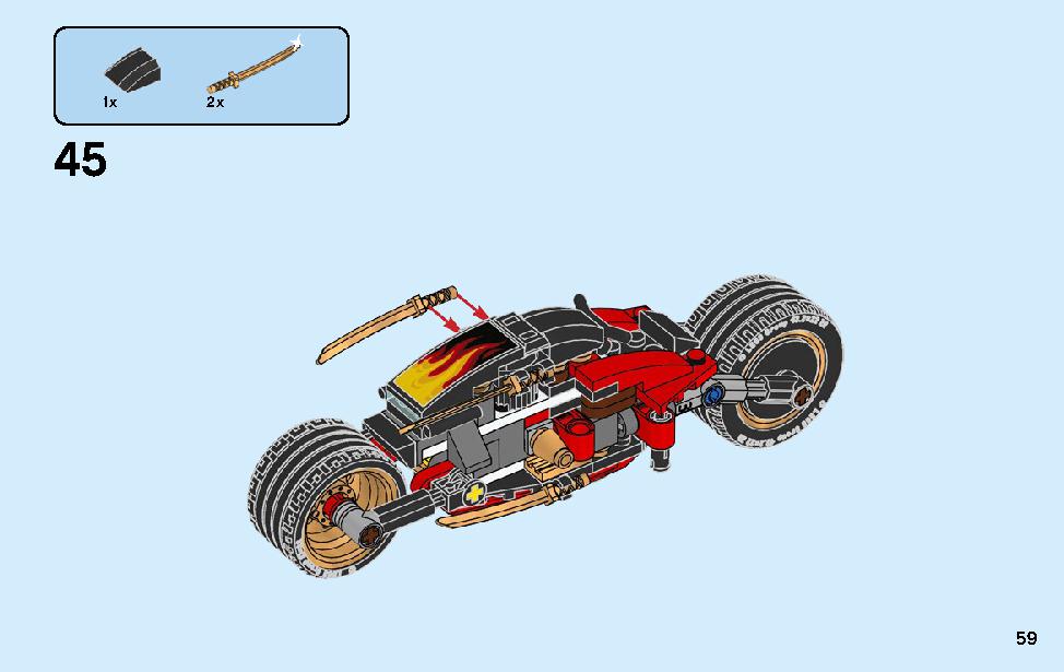 Kai’s Blade Cycle & Zane’s Snowmobile 70667 LEGO information LEGO instructions 59 page