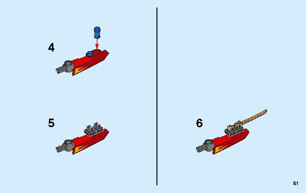 Kai’s Blade Cycle & Zane’s Snowmobile 70667 LEGO information LEGO instructions 61 page