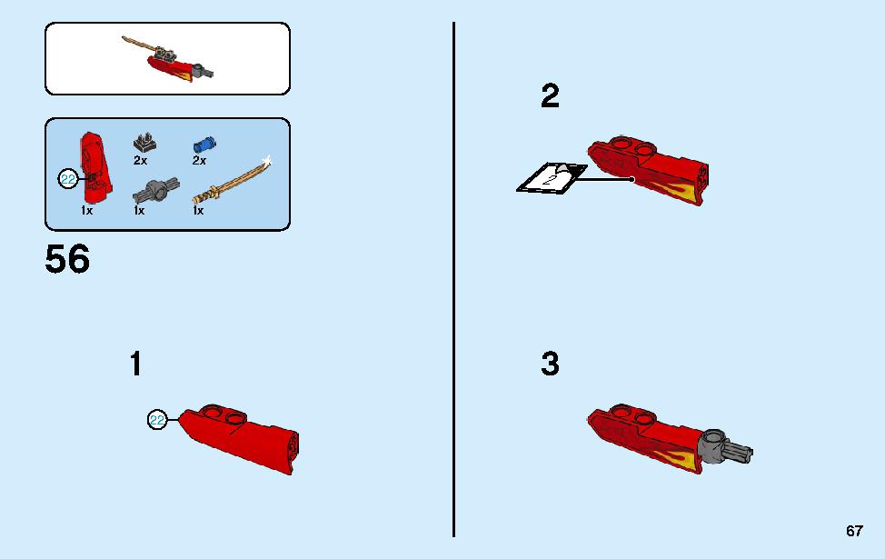 Kai’s Blade Cycle & Zane’s Snowmobile 70667 LEGO information LEGO instructions 67 page