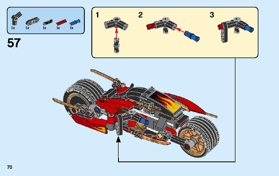 Kai’s Blade Cycle & Zane’s Snowmobile 70667 LEGO information LEGO instructions 70 page