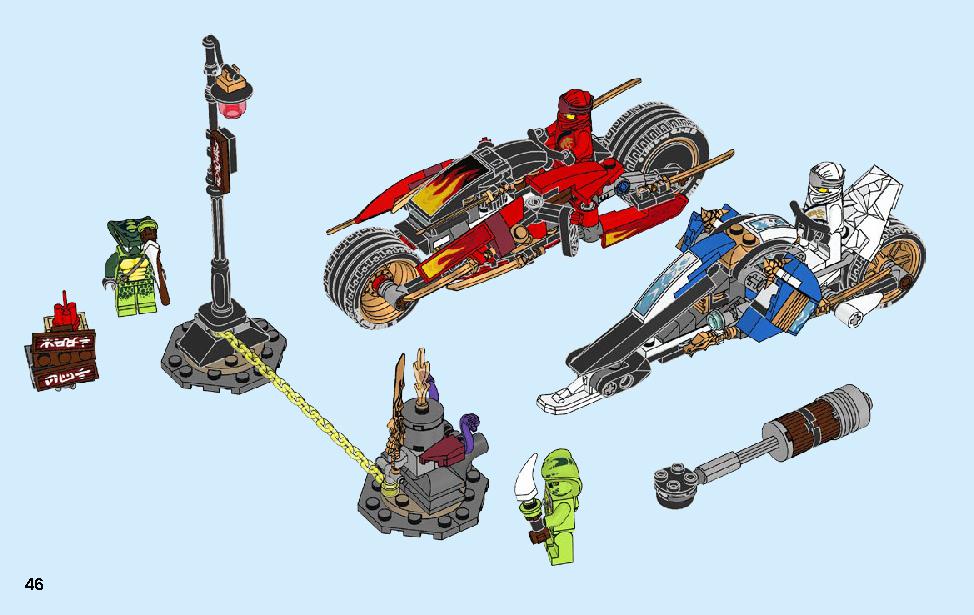 Kai’s Blade Cycle & Zane’s Snowmobile 70667 LEGO information LEGO instructions 46 page