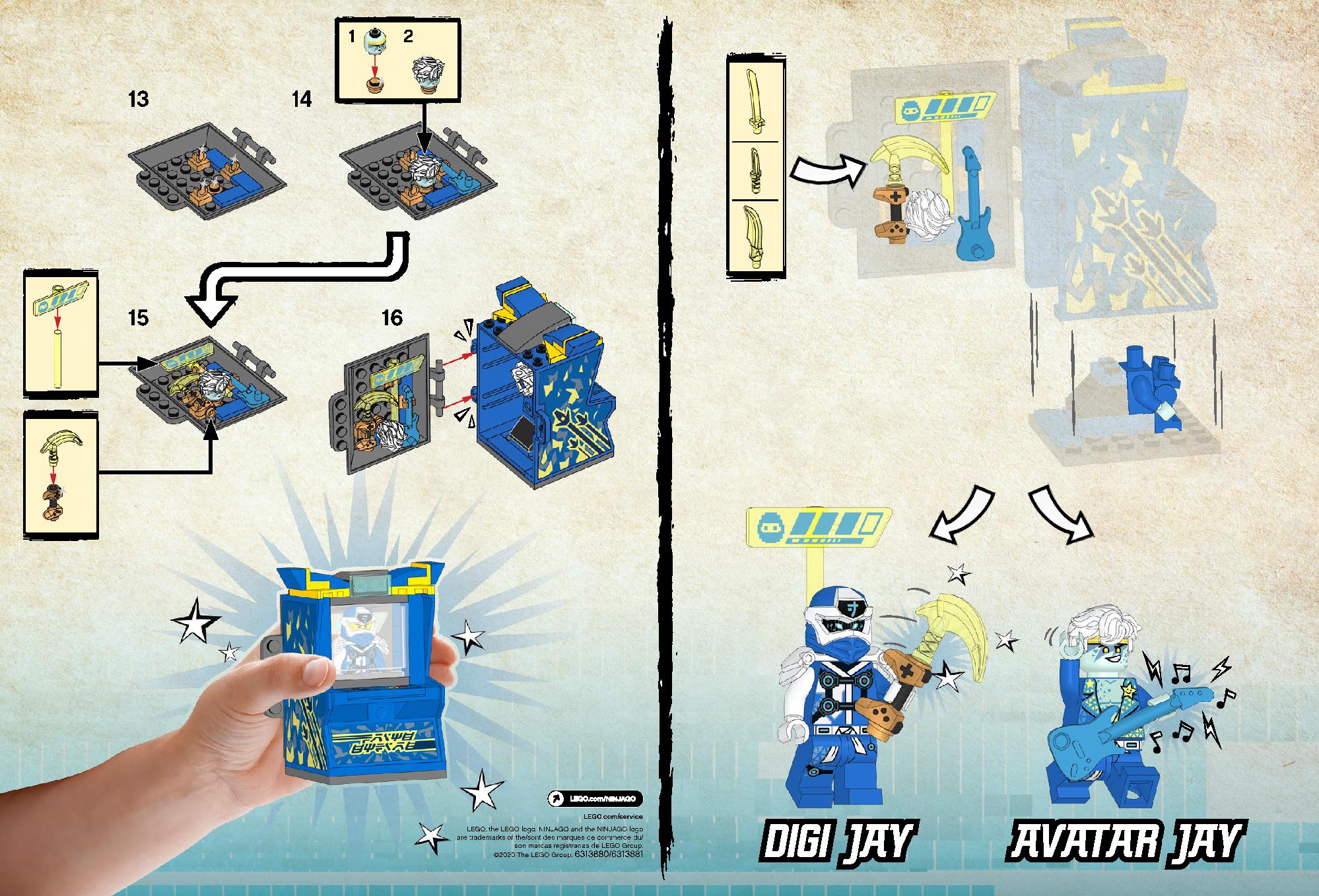 Jay Avatar - Arcade Pod 71715 LEGO information LEGO instructions 2 page