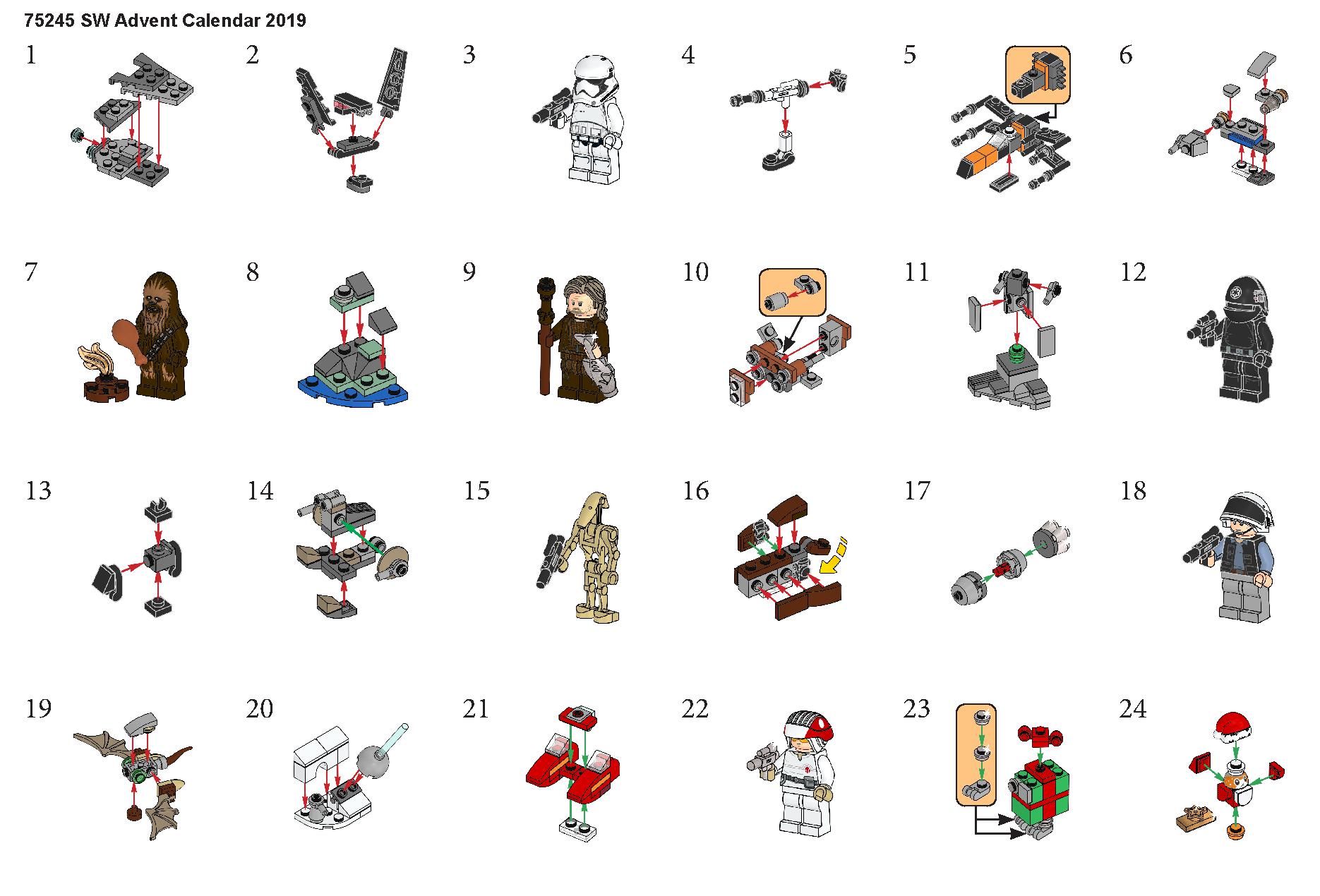 Star Wars Advent Calendar 75245 LEGO information LEGO instructions 1 page