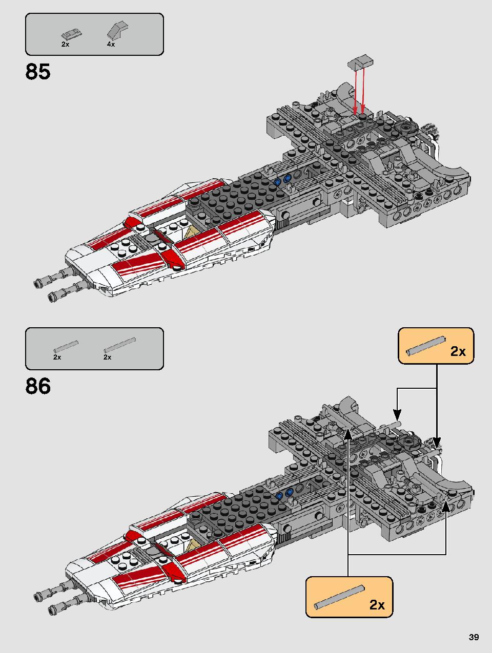 Resistance Y-Wing Starfighter 75249 LEGO information LEGO instructions 39 page