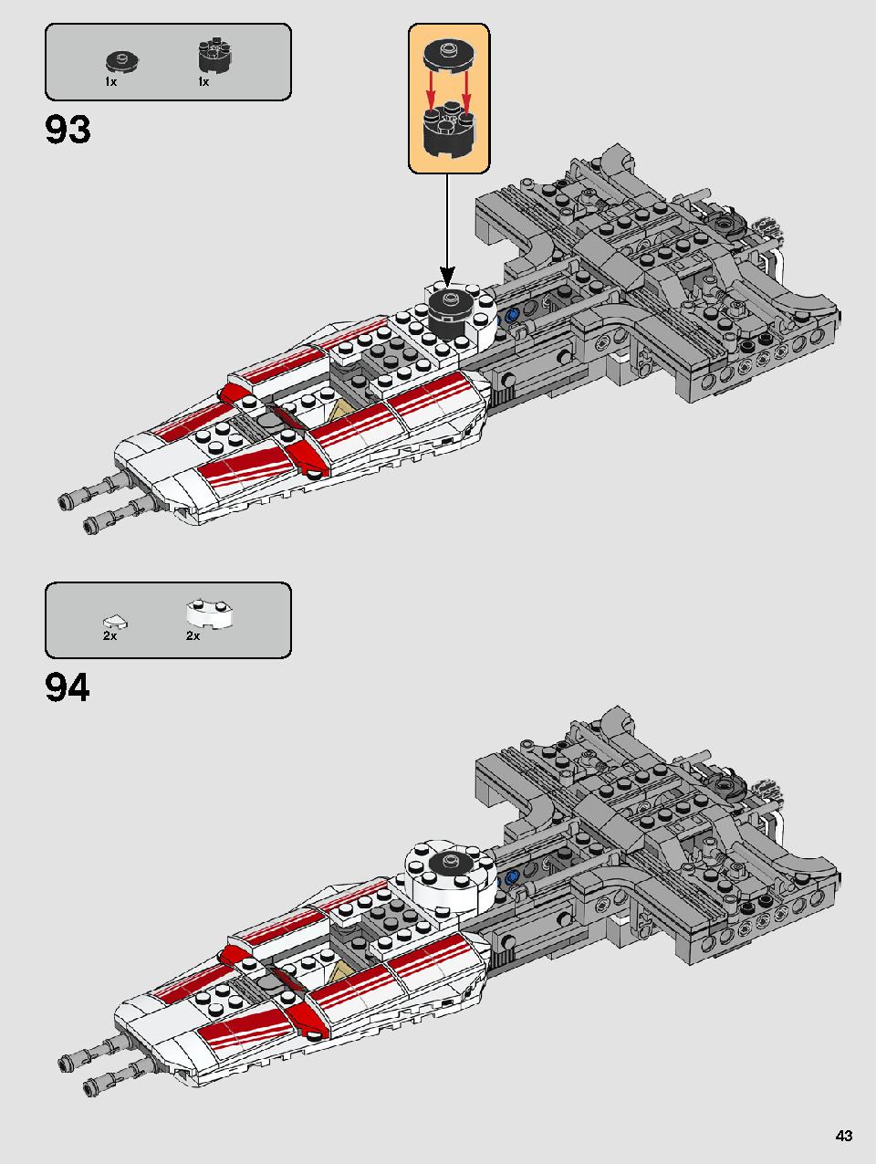 Resistance Y-Wing Starfighter 75249 LEGO information LEGO instructions 43 page