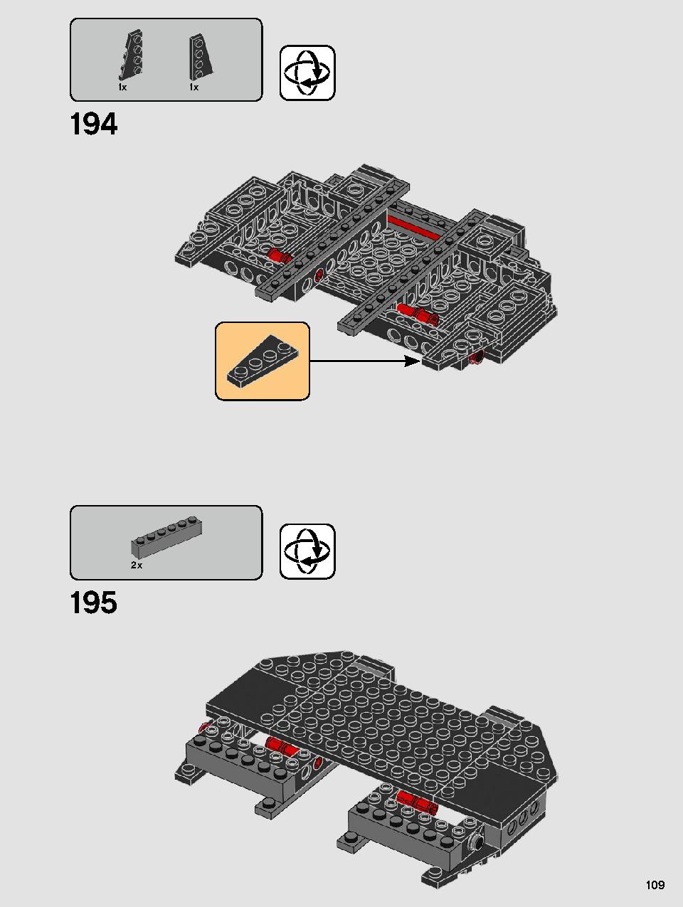 Kylo Ren's Shuttle 75256 LEGO information LEGO instructions 109 page