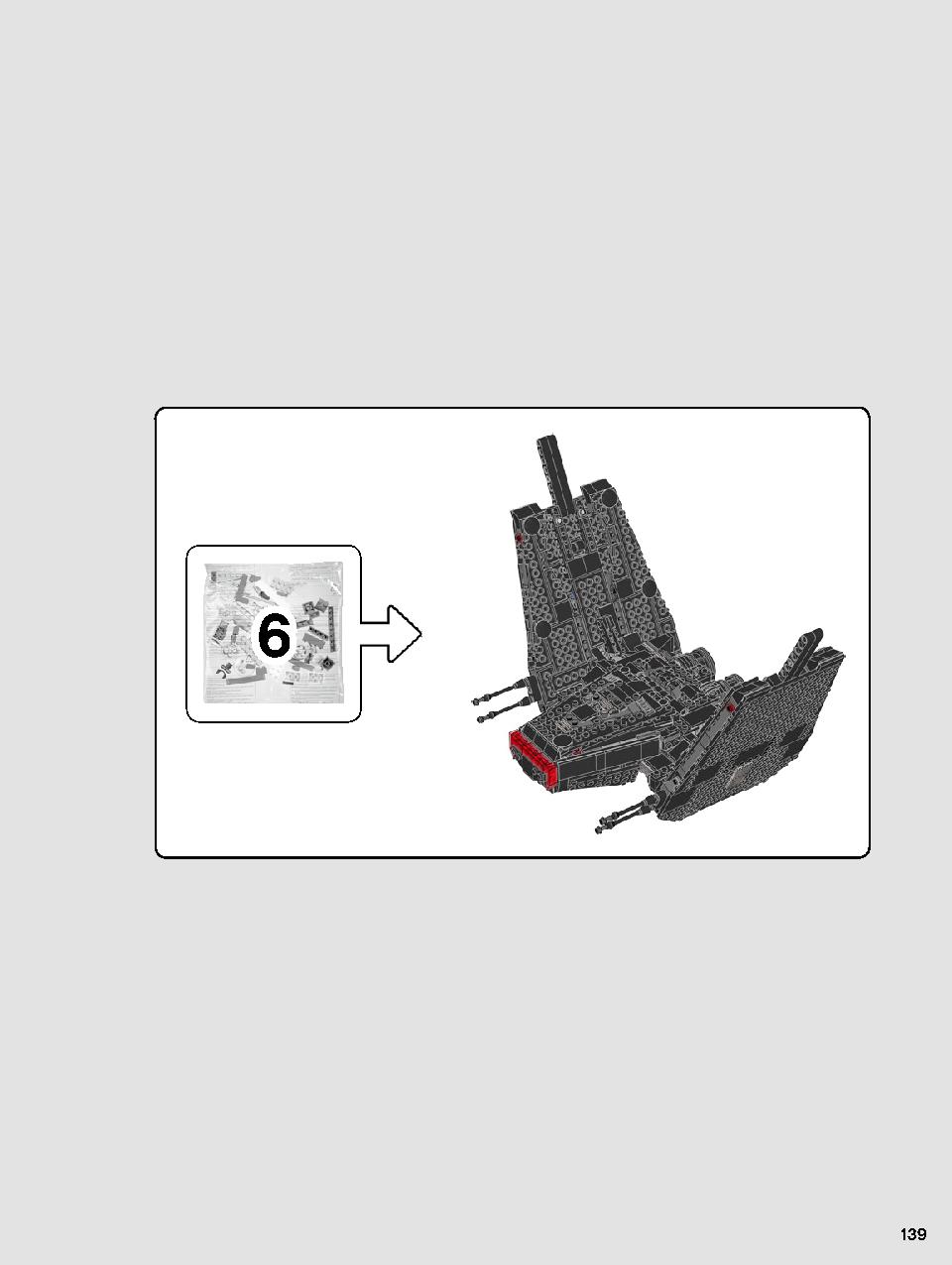 Kylo Ren's Shuttle 75256 LEGO information LEGO instructions 139 page