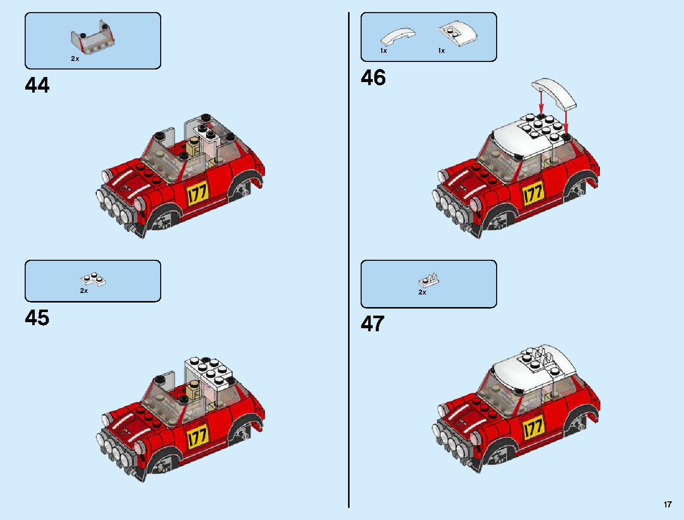 1967 Mini Cooper S Rally and 2018 MINI John Cooper Works Buggy 75894 LEGO information LEGO instructions 17 page