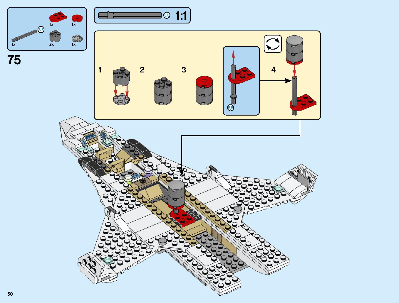スタークジェットとドローン攻撃 76130 レゴの商品情報 レゴの説明書・組立方法 50 page