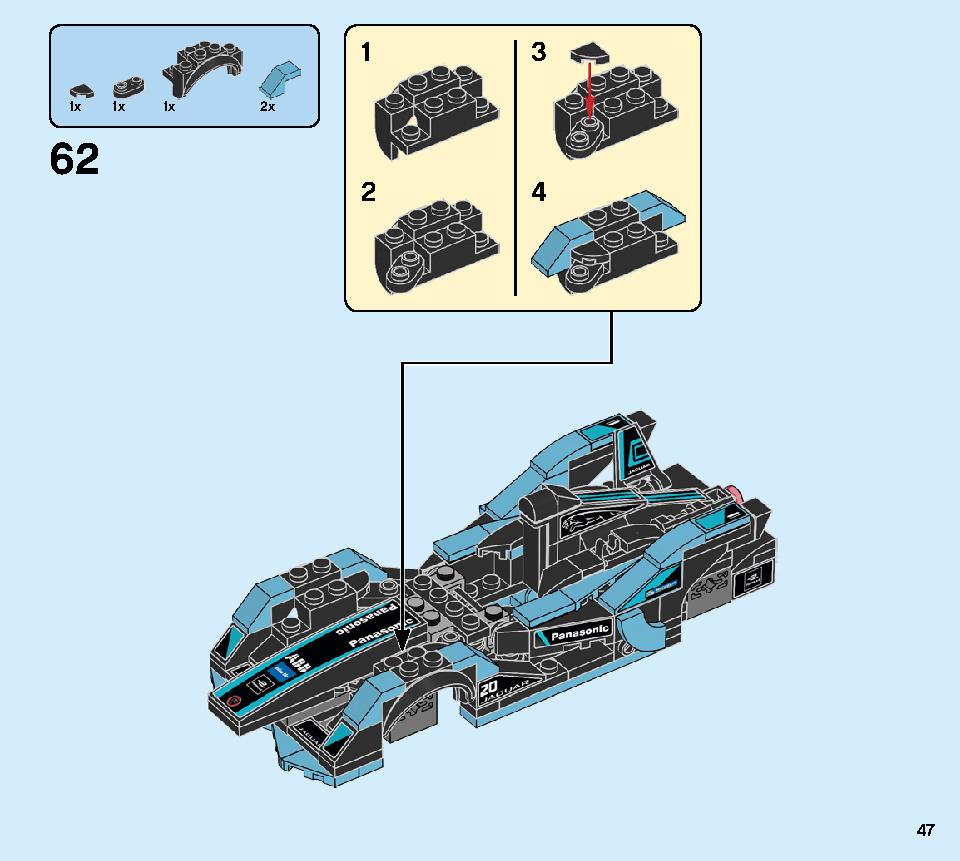 Formula E Panasonic Jaguar Racing GEN2 car & Jaguar I-PACE eTROPHY 76898 LEGO information LEGO instructions 47 page