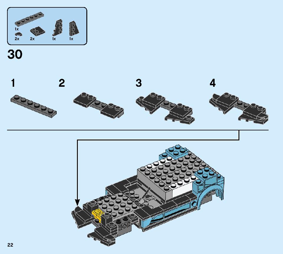 Formula E Panasonic Jaguar Racing GEN2 car & Jaguar I-PACE eTROPHY 76898 LEGO information LEGO instructions 22 page