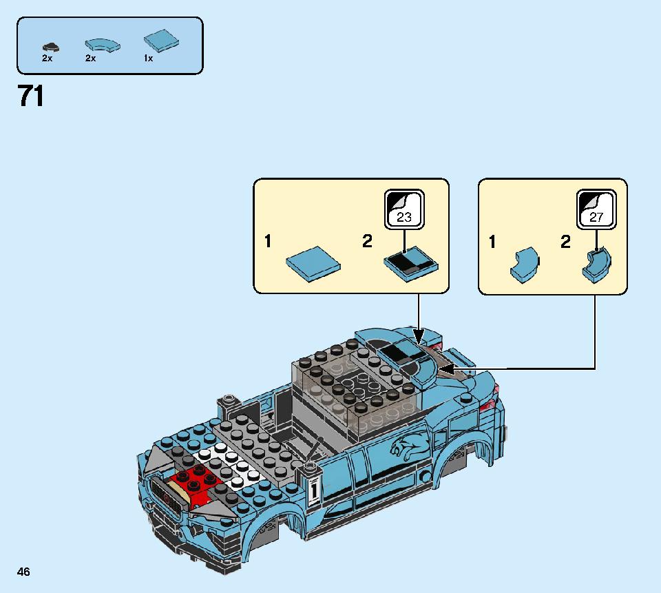 Formula E Panasonic Jaguar Racing GEN2 car & Jaguar I-PACE eTROPHY 76898 LEGO information LEGO instructions 46 page