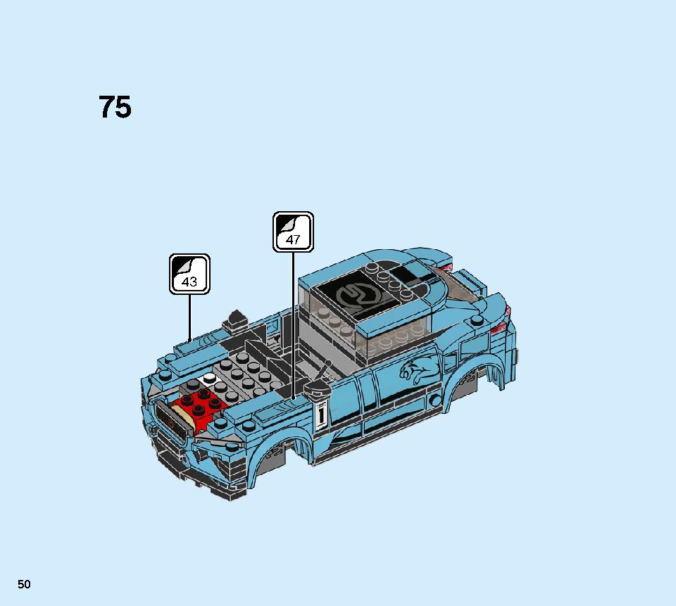 Formula E Panasonic Jaguar Racing GEN2 car & Jaguar I-PACE eTROPHY 76898 LEGO information LEGO instructions 50 page