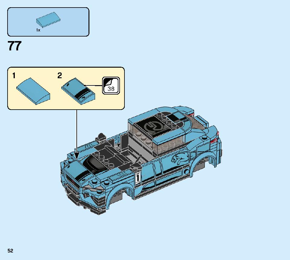 Formula E Panasonic Jaguar Racing GEN2 car & Jaguar I-PACE eTROPHY 76898 LEGO information LEGO instructions 52 page